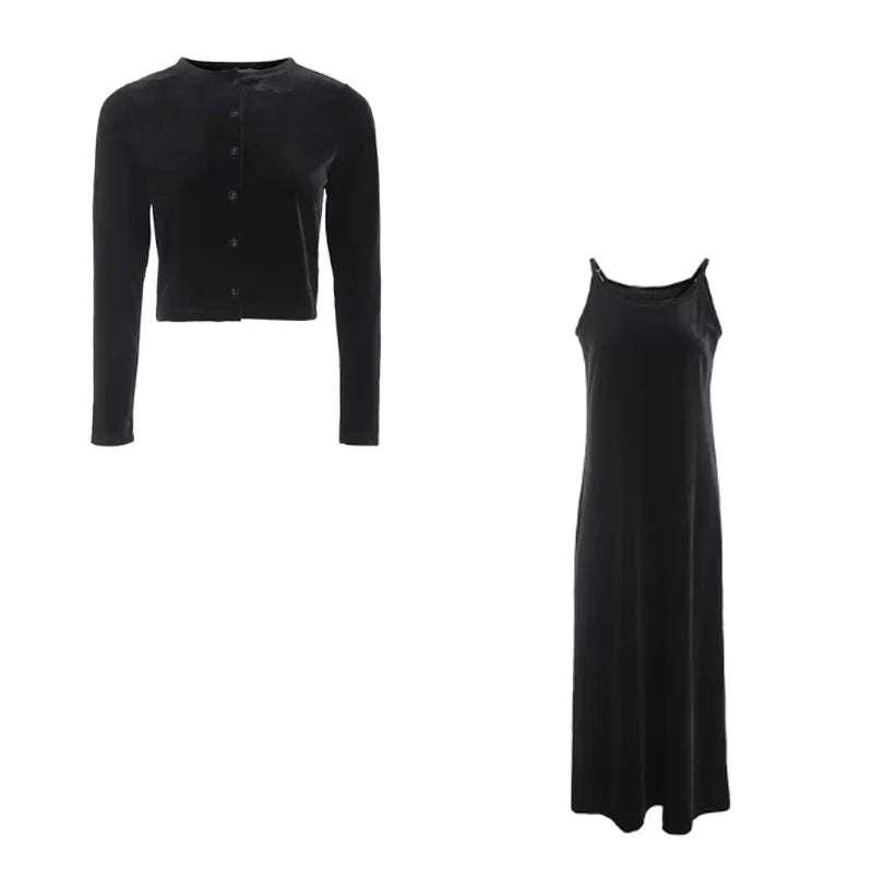 2024 Autumn Women Solid Color New Sleeveless Dress Single-breasted