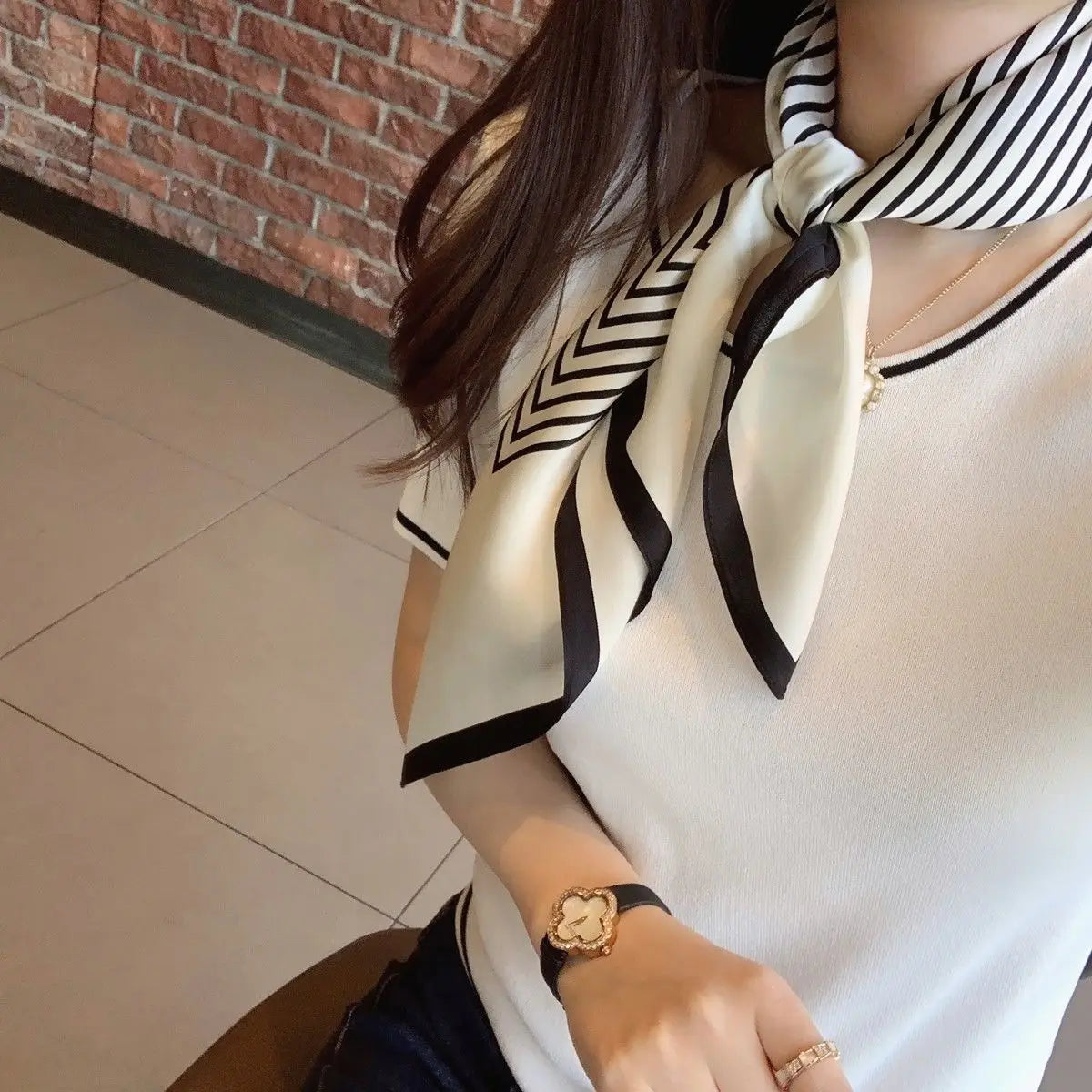 Women Korean version of simple stripes brocade forging 70cm small