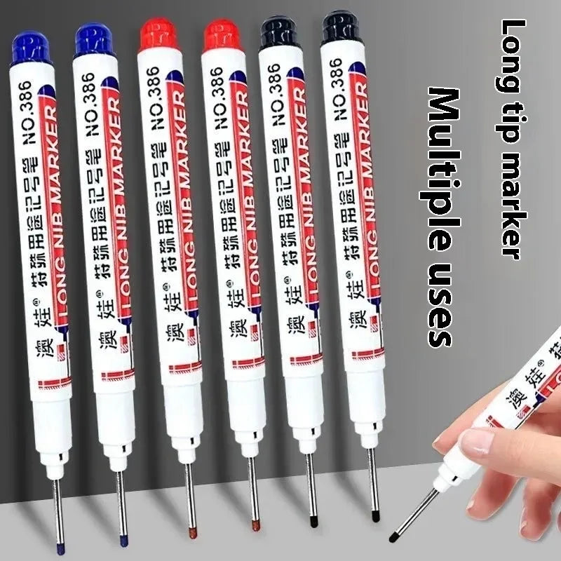 4/12 Pcs Waterproof Long Head Markers Deep Hole Marker Pen for Metal