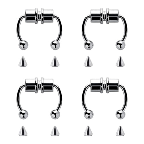 1/4pcs Women's Fake Nose Rings - Magnetic Stainless Steel Septum