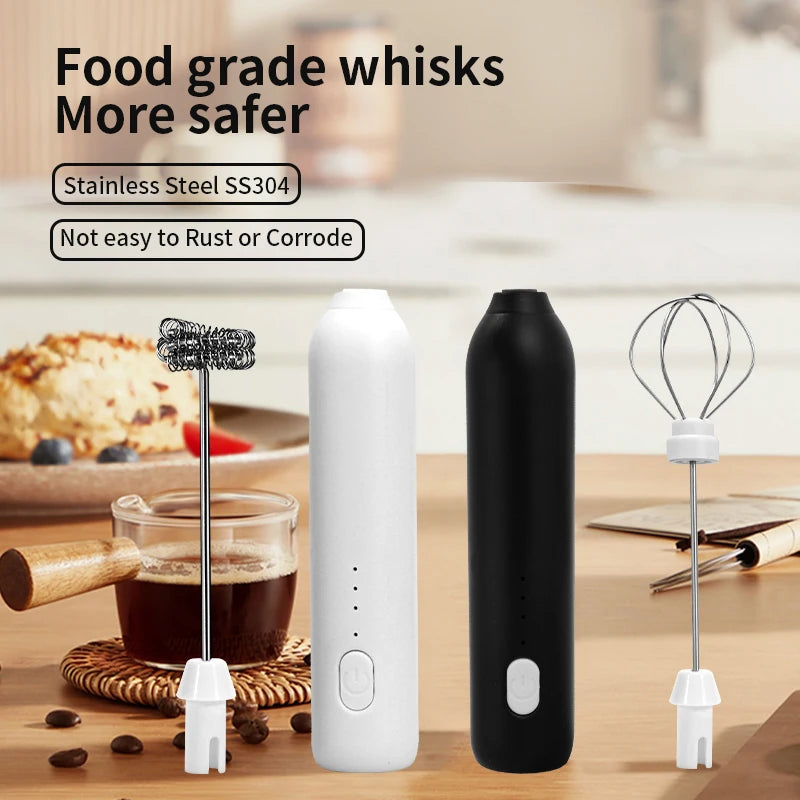 2 In 1 Electric Milk Frother + Egg Beater Wireless Type-C Charging 3