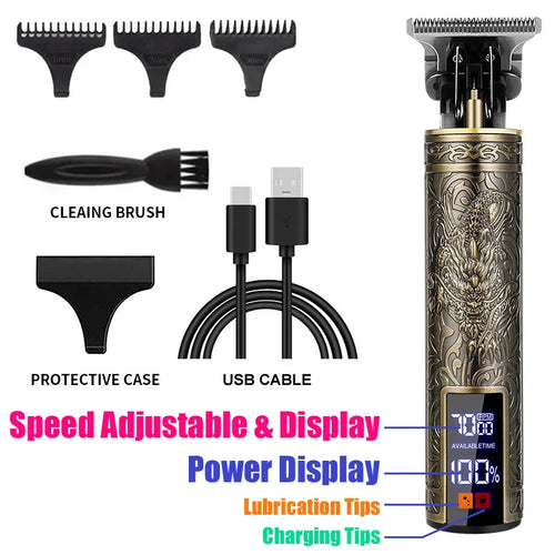 2026 T9 Vintage Hair Clipper Cordless Electric USB Fast Charging