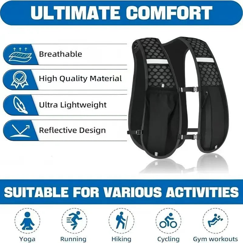 Running Hydration Vest for Women and Men, Water-Resistant, Breathable,