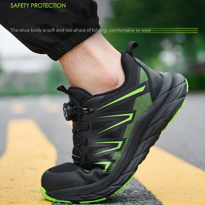 Rotating Button Work Shoes for Men Steel Toe Work Safety Shoes