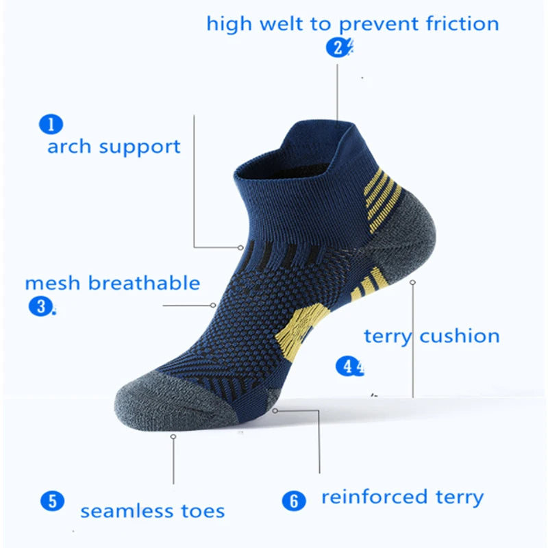 3Pair Professional Fitness Sports Socks Towel Bottom Non-Slip Running