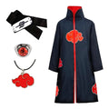 Anime Akatsuki Cosplay Costume Red Cloud Robe with Necklace Headband