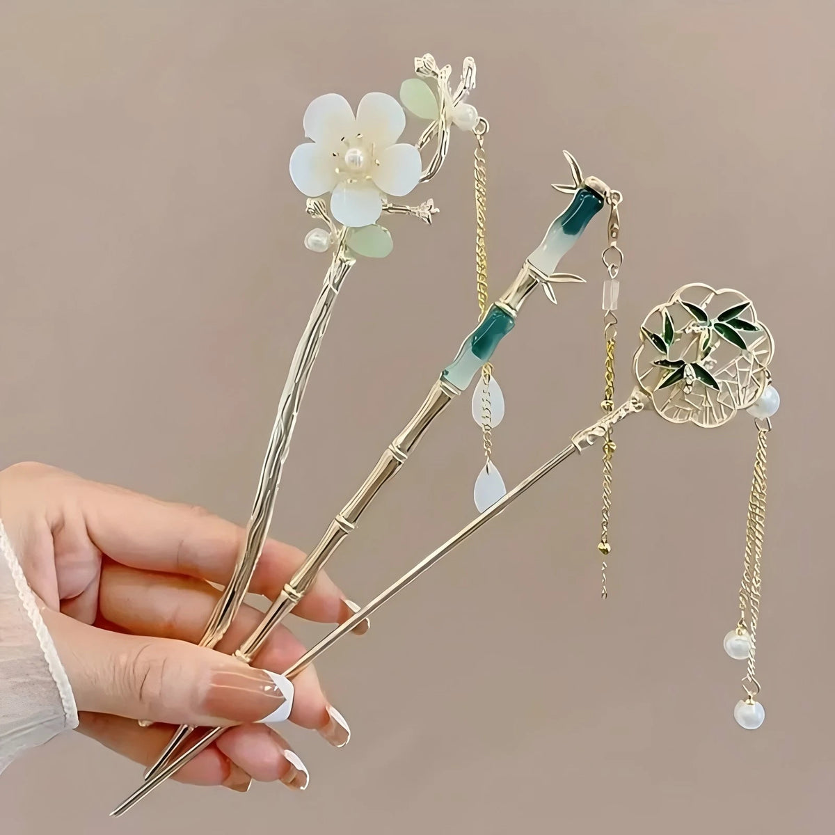 1/6pcs Elegant Chinese Style Tassel Hair Stick Traditional Floral
