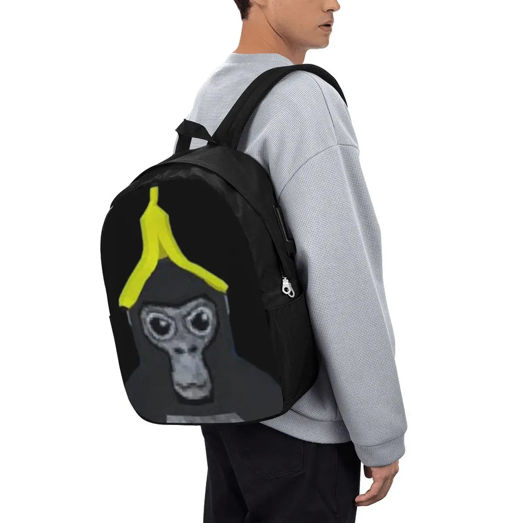 Gorilla Tag Monkey With Banana Backpack Travel Notebook Bag Computer