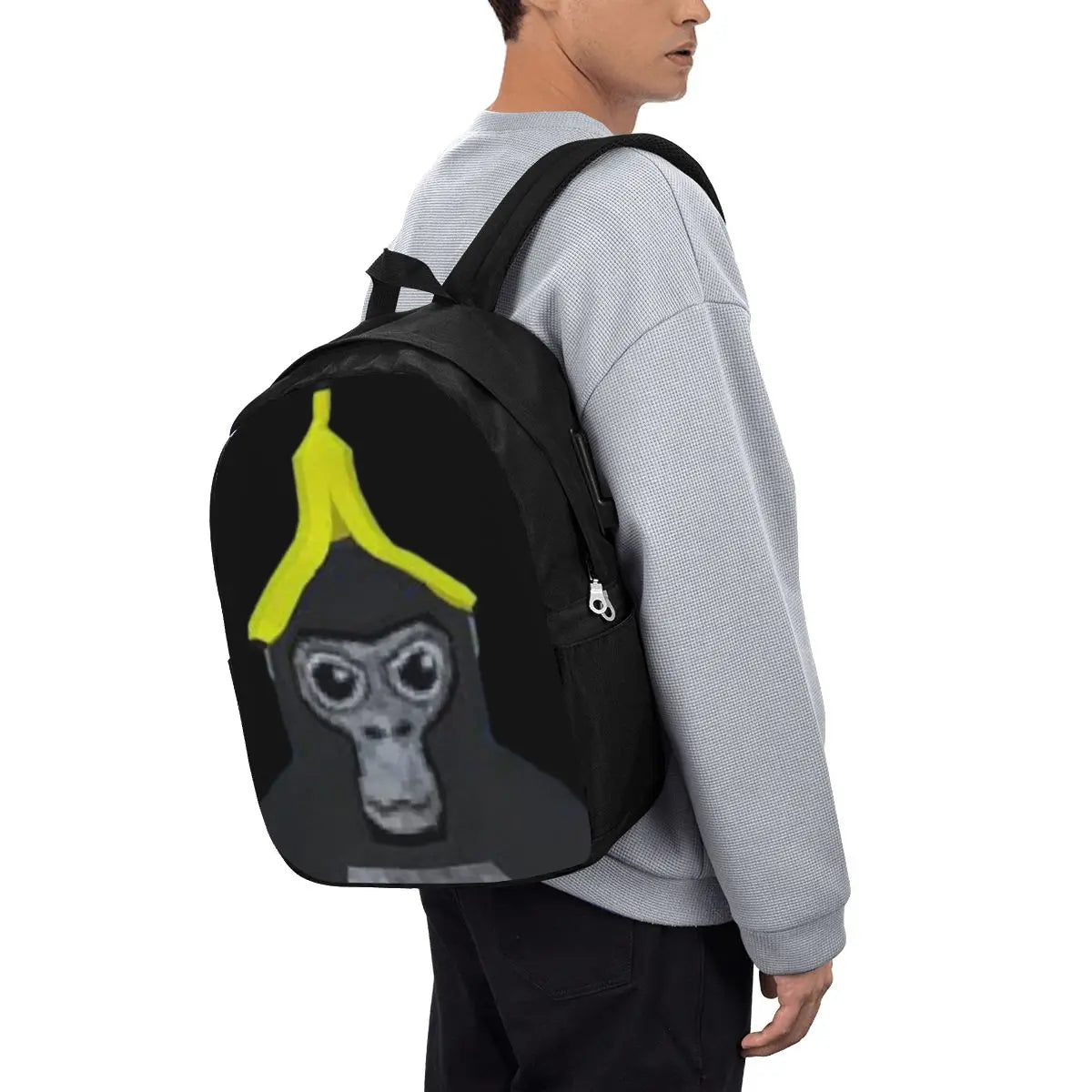 Gorilla Tag Monkey With Banana Backpack Travel Notebook Bag Computer