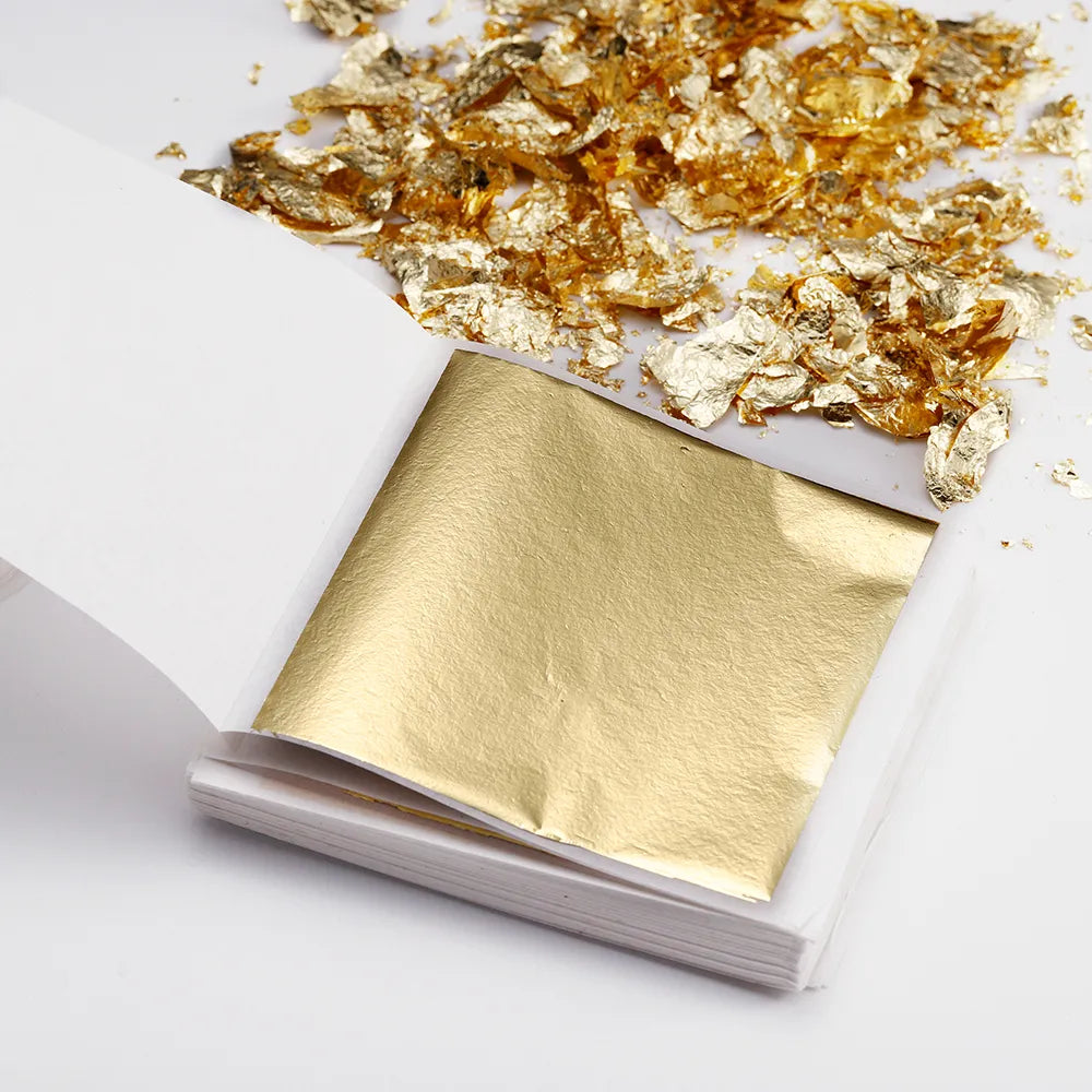 100sheets Imitation Gold Foil Paper Leaf Gilding DIY Epoxy Resin