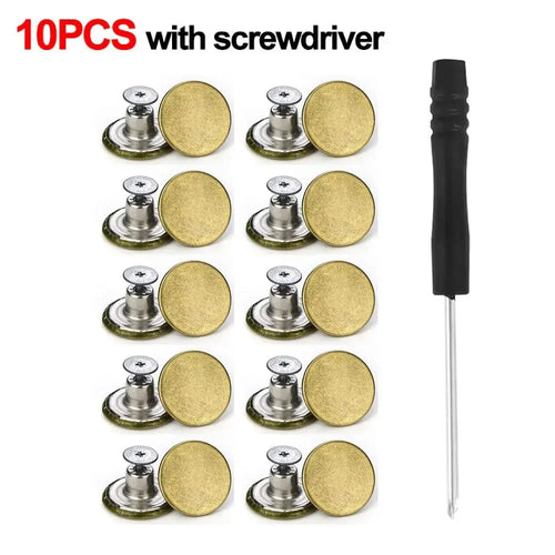 10pcs/Pack 17mm Adjustable Nail-Free Jeans Waist Extender Buttons