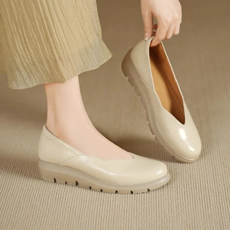 2025 French-style Shallow-mouthed Women's Single Shoes, Round-toed