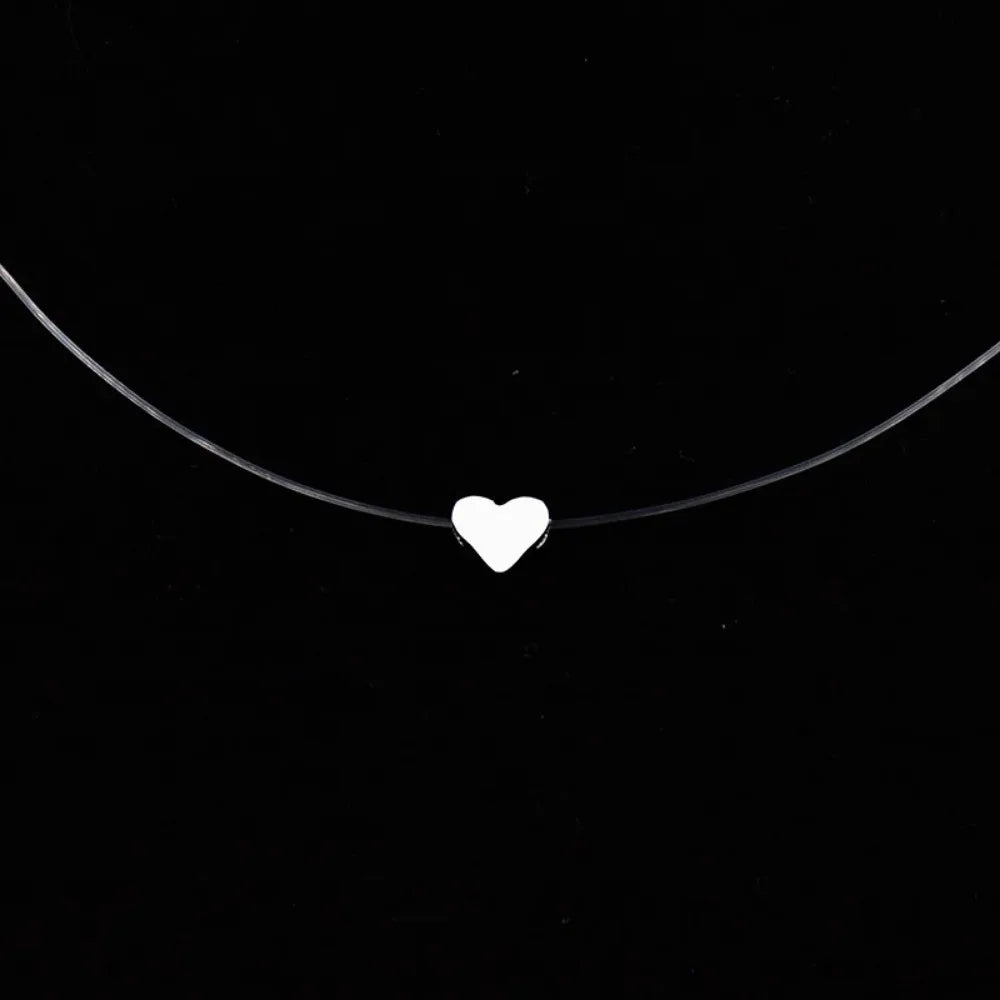 Hot Female Transparent Fishing Line Necklace Silver Color Invisible
