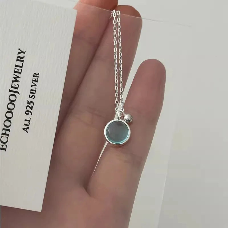 XIYANIKE Summer Blue Crystal Pendant Necklace For Women Girl Luxury