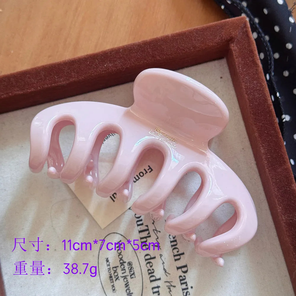 Korean Large Size Acrylic Dragon Bone Shark Hair Clip French Style
