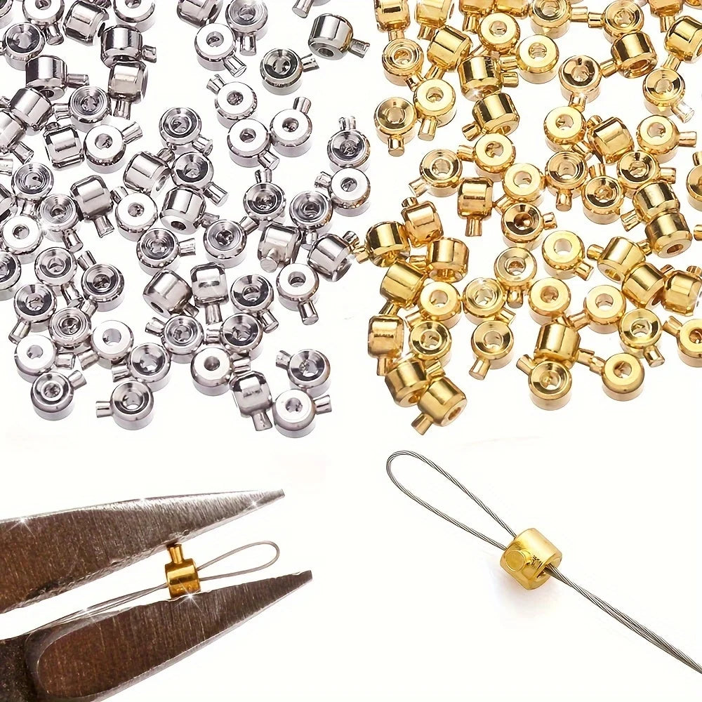 20pcs 3x4mm Coppers Positioning Buckles Clasps W/Bead Caps - DIY