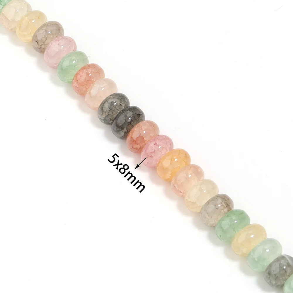 1 String 5x8mm Glass Beads Colorful Abacus Flat Round Loose Beads For