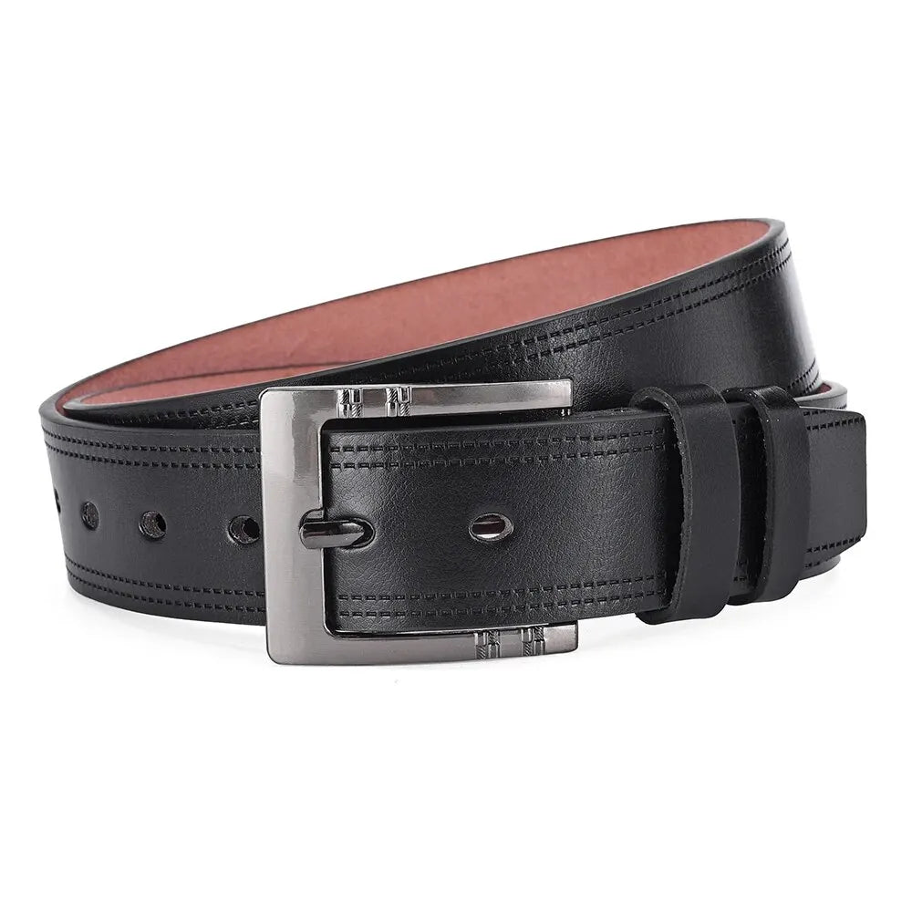Genuine Leather For Men's High Quality Buckle Jeans Cowskin Casual