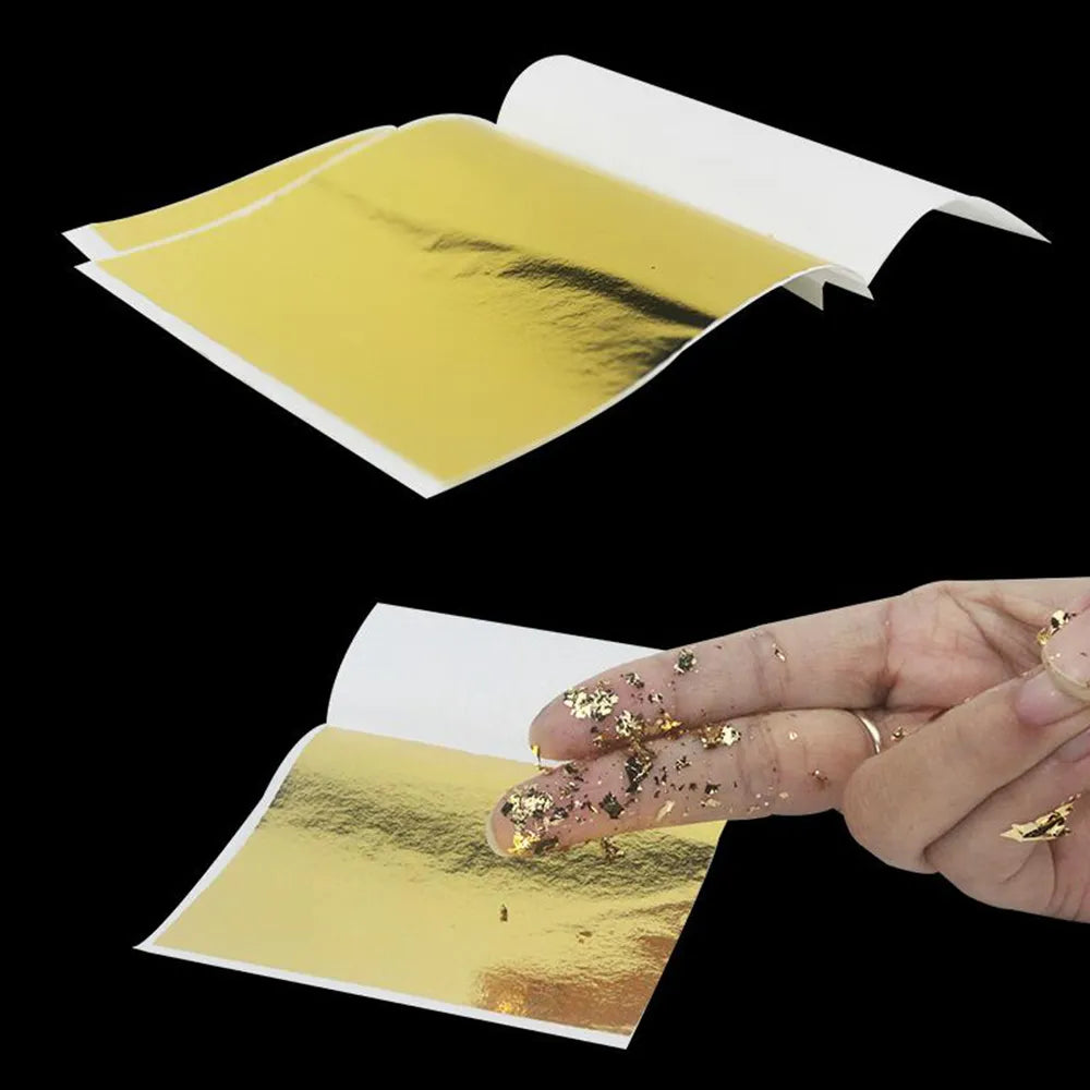 100sheets Imitation Gold Foil Paper Leaf Gilding DIY Epoxy Resin