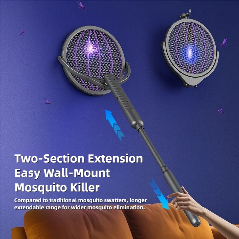 TINSOL Retractable Electric Mosquito Racket Rotating Head Insect