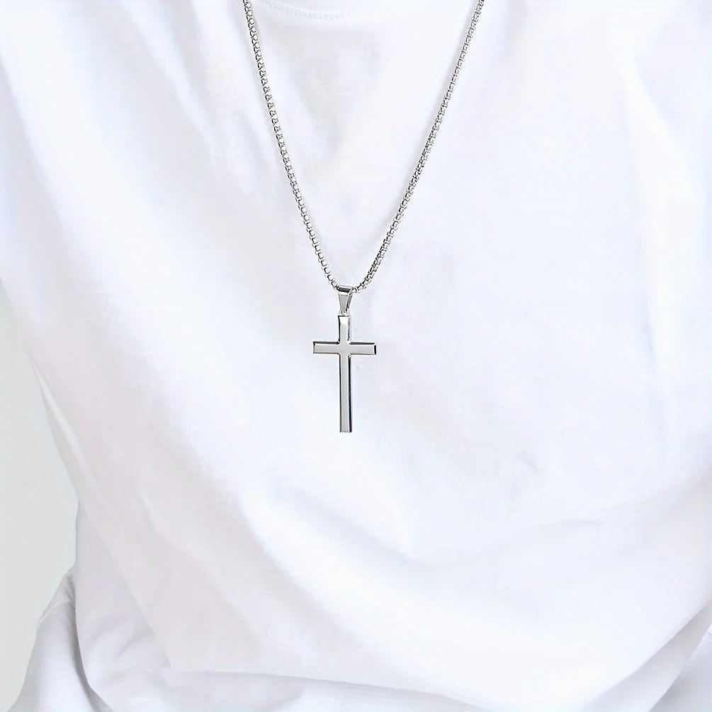 1PC Stainless Steel Minimalism Christian Prayer Necklace for Boys