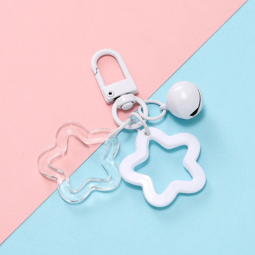 1pc Acrylic Star Keychains with Small Bell Shaped Hollow Pentagram