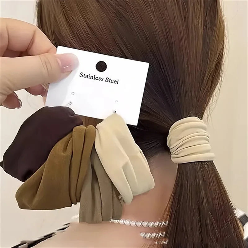 4 Set Solid Widen Thicken Hair Band Ropes Women Ponytail Holder Hair