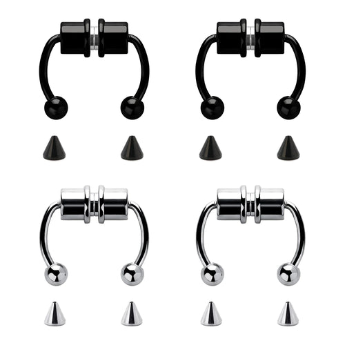 1/4pcs Women's Fake Nose Rings - Magnetic Stainless Steel Septum