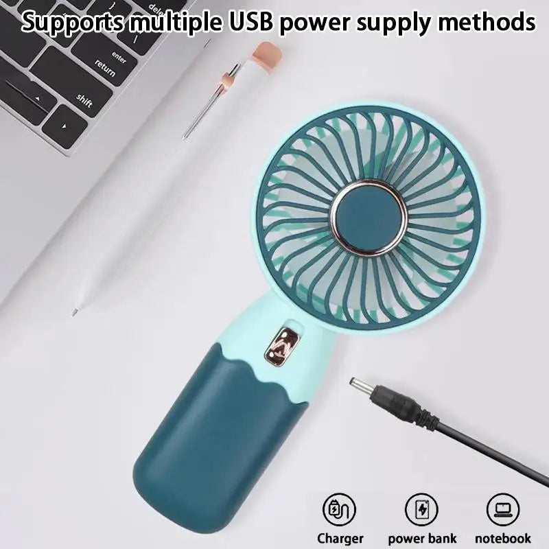 ∶2In1 Mini Electric Fan Outdoor Portable Handheld Usb Rechargeable