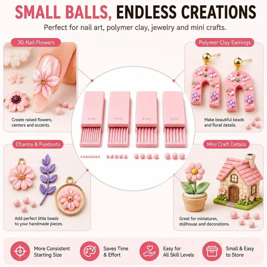 4PCS 3D Print Clay Gel Ball Maker Tool, Nail Art Bead Roller for 3D