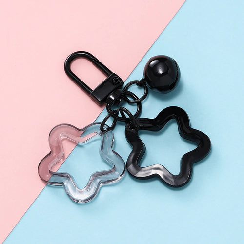 1pc Acrylic Star Keychains with Small Bell Shaped Hollow Pentagram