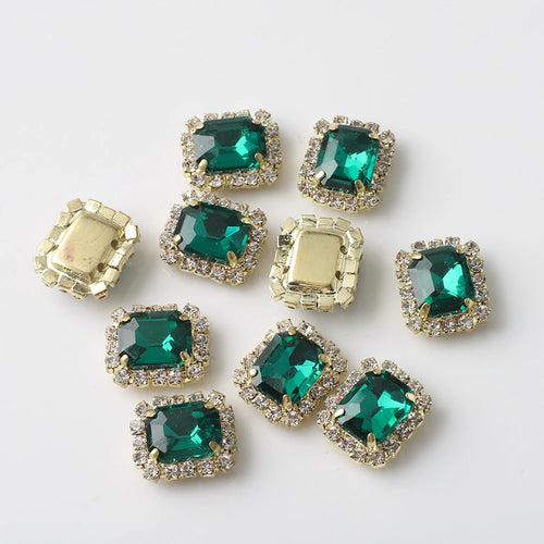 12X14mm 10Pcs Rectangular Diamond Inlaid Four Hole Claw Diamond DIY