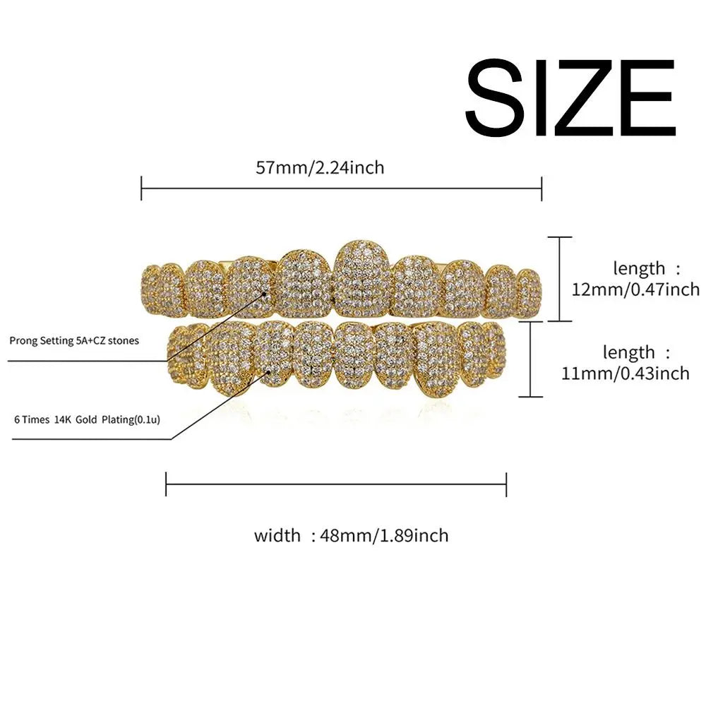 Hip Hop Teeth Grillz Set Top & Bottom Set Removable Design Hiphop