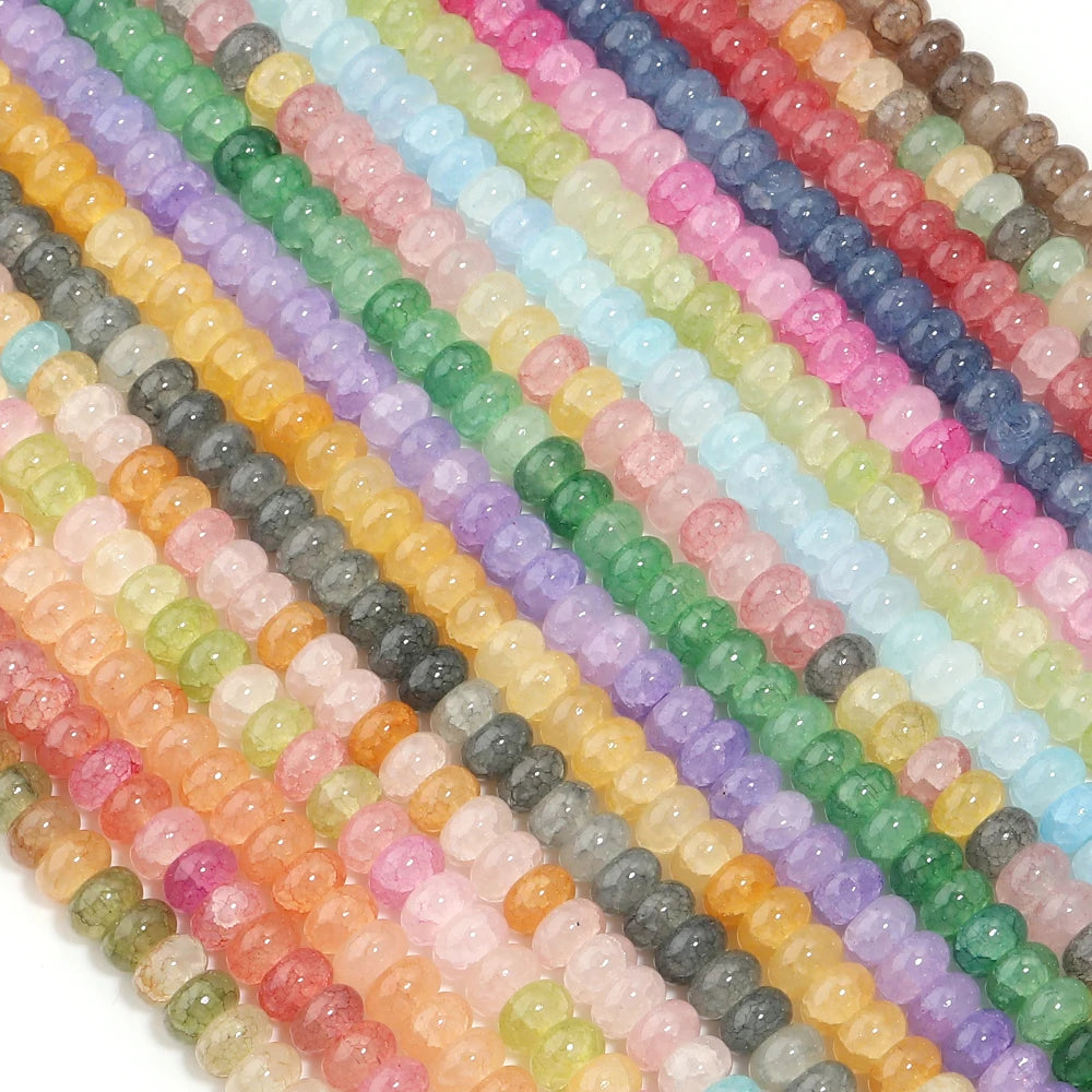 1 String 5x8mm Glass Beads Colorful Abacus Flat Round Loose Beads For