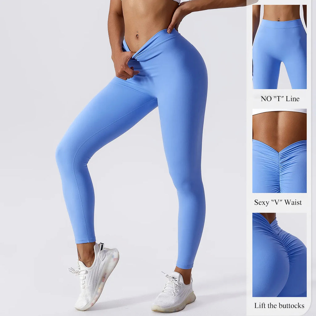 Scrunch Butt Gym Leggings Sexy V Waist Push Up Leggings Women Fiteness