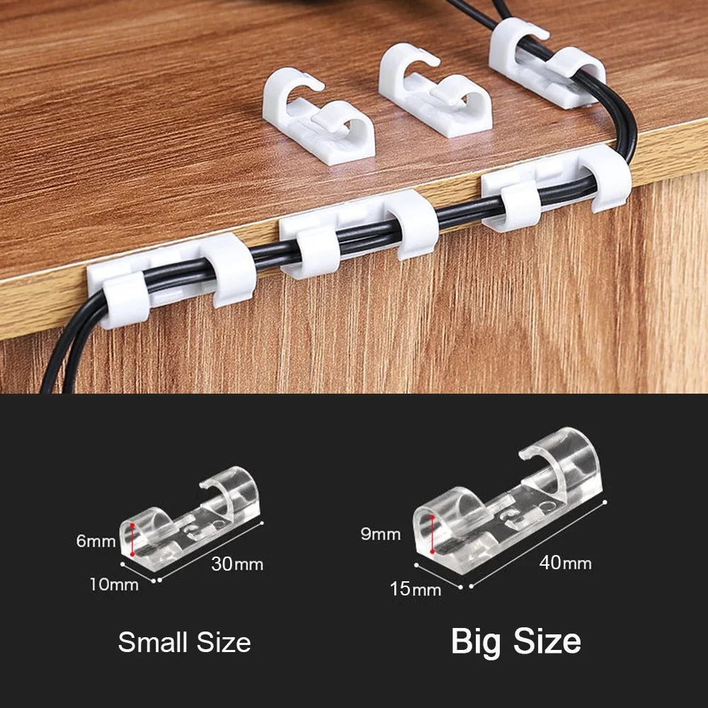 Cable Clips Organizer Drop Wire Holder Cord Management Self-Adhesive