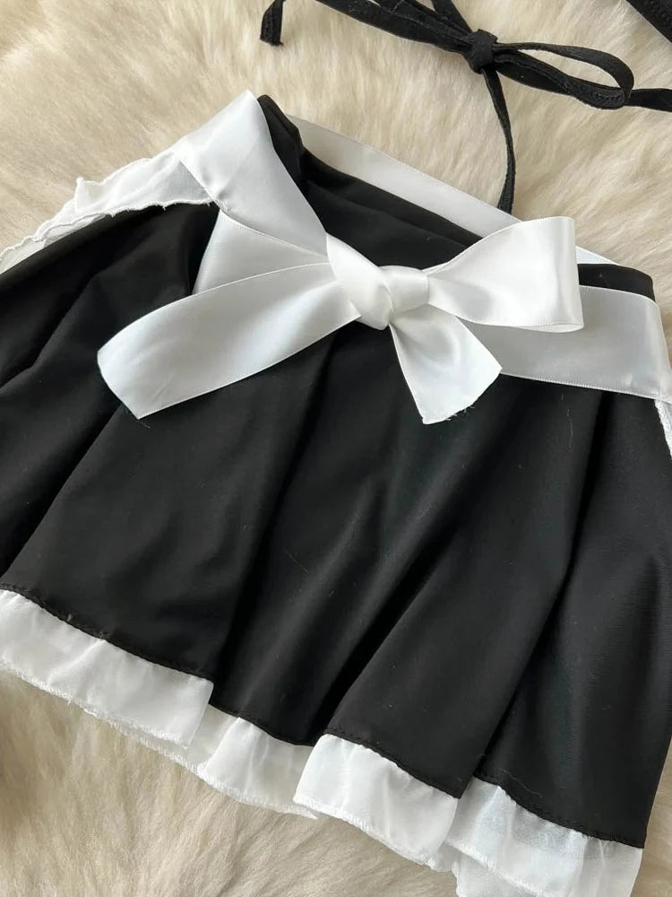 Women's Sexy Bow Lace-Up Sensual Dress Set Fashion Uniform - Trendy
