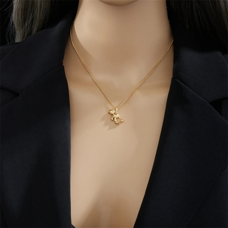 XIYANIKE 316L Stainless Steel Necklace Bear Pendant Chain Accessories
