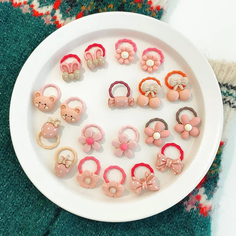 10/20/30/40/50Pcs Lot cute cartoon Bear Bunny Girl Elastic Rubber Band