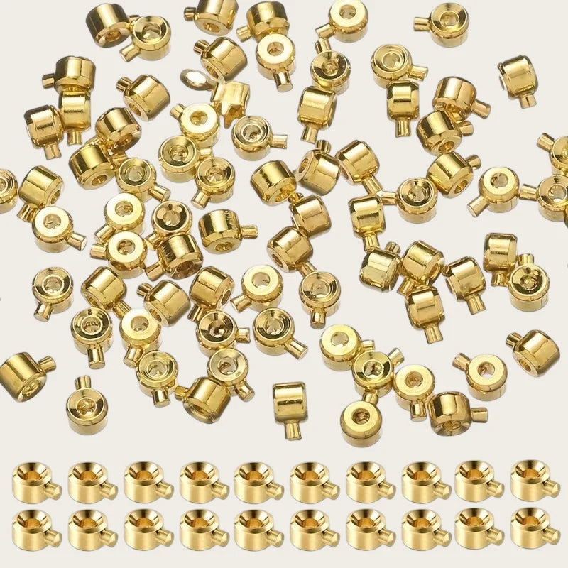 20Pcs 3×4mm Copper Position Clasp Buckles Equipped with Bead Caps