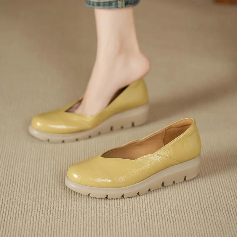 2025 French-style Shallow-mouthed Women's Single Shoes, Round-toed