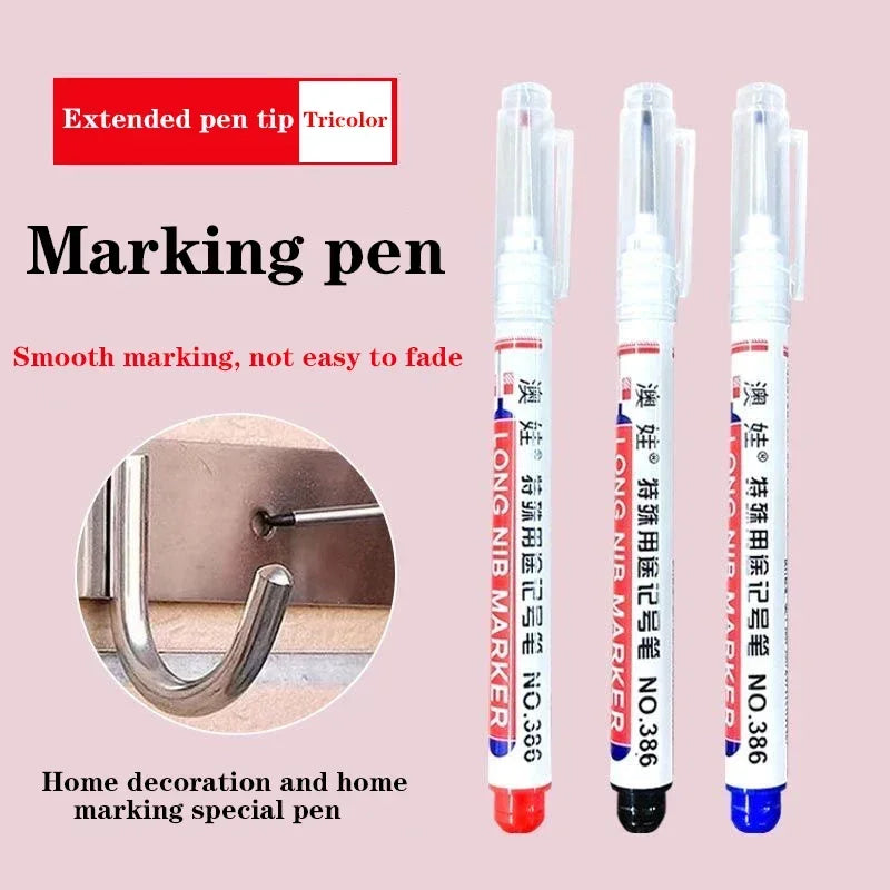 4/12 Pcs Waterproof Long Head Markers Deep Hole Marker Pen for Metal