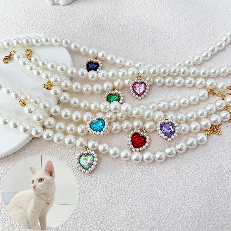 Adjustable Pet Pearl Necklace Accessories for Cats Gotas Animals