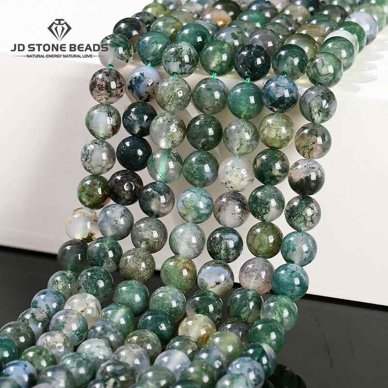 Wholesale Natural Ice Grass Moss Agate Bead Round Loose Spacer Onyx