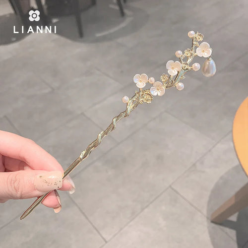 Elegant Chinese Style Hair Clip Tassel Hair Stick Traditional Floral