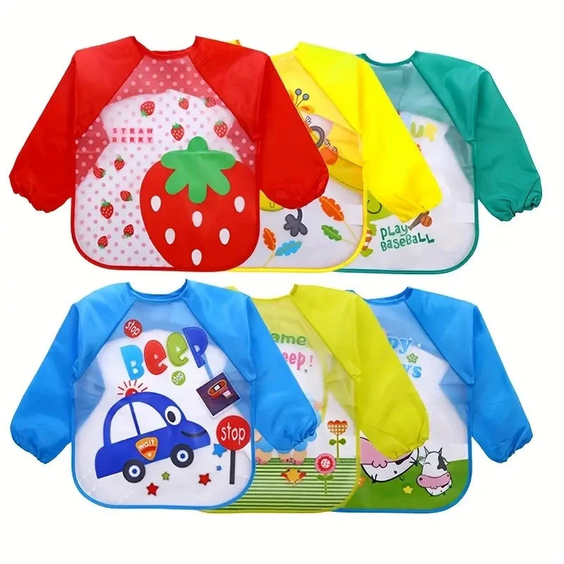 Waterproof EVA Full Sleeve Baby Bibs Children Apron Long Sleeve