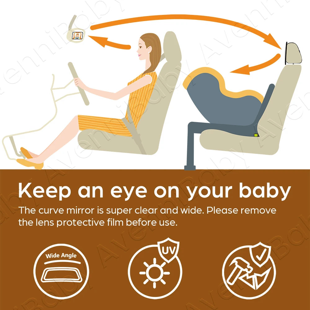 1pc Shatterproof Baby Car Mirror Car Safety Seat Rearview Mirror, Easy