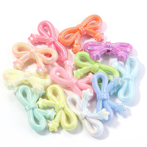 10pcs/lot Colorful Bow Acrylic Beads Sweet Bowknot Charms Loose Spacer