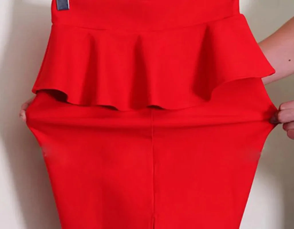 Women Ruffles Slim Stretch High Waist pencil Skirt Plus Size Clothes