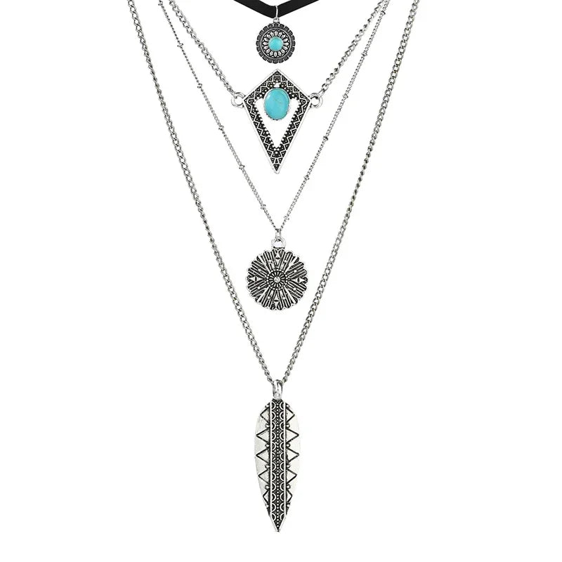 Fashion Bohemian Long Chain Necklace Women Collares Collier Vintage